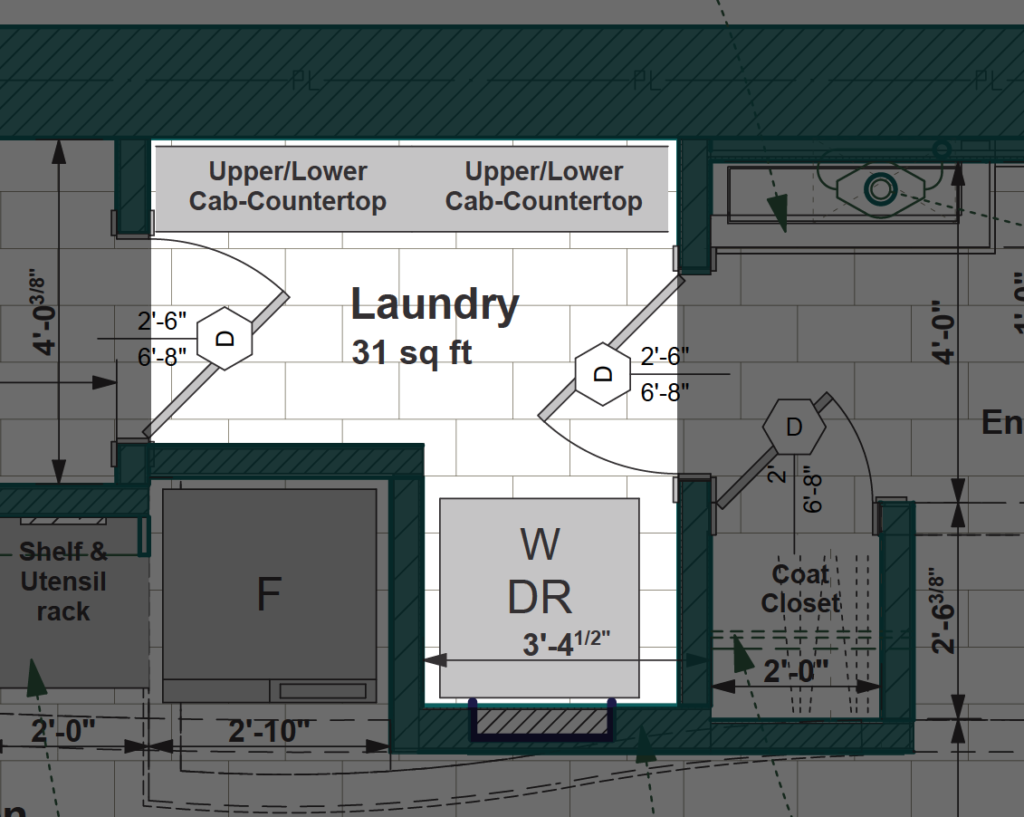 Stacked Laundry, Multi-function Room by SimpleTwig.